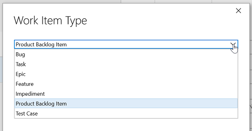 Work Item Type Picker